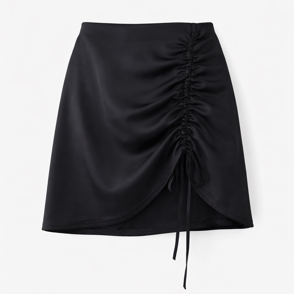 Elegant Black Ruched Skirt/ Size:S
